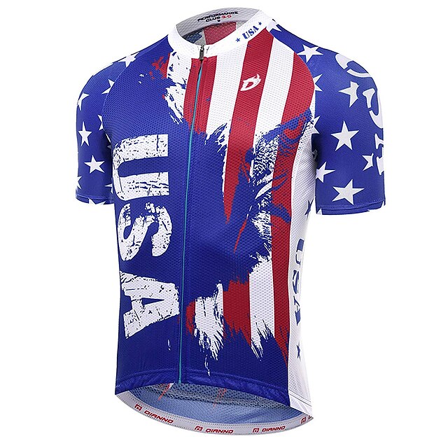  21Grams® Americano / EUA EUA Bandeiras Homens Manga Curta Camisa para Ciclismo - Vermelho + azul Moto Camisa / Roupas Para Esporte Blusas Respirável Secagem Rápida Pavio Humido Esportes Verão Terileno