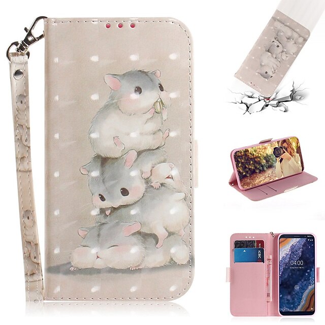  Case For Nokia Nokia 9 PureView Wallet / Card Holder / Shockproof Full Body Cases Animal PU Leather
