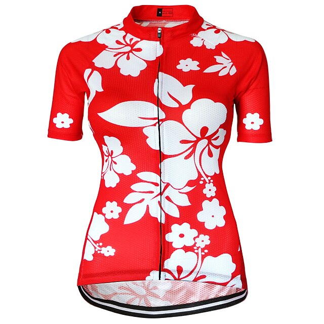  21Grams Women's Cycling Jersey Short Sleeve Plus Size Bike Jersey Top with 3 Rear Pockets Mountain Bike MTB Road Bike Cycling Breathable Quick Dry Back Pocket Sweat wicking Black Green Purple Floral