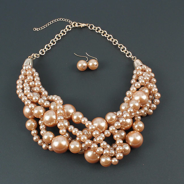 Bridal Jewelry Sets 1 set Pearl Imitation Pearl 1 Necklace Earrings ...