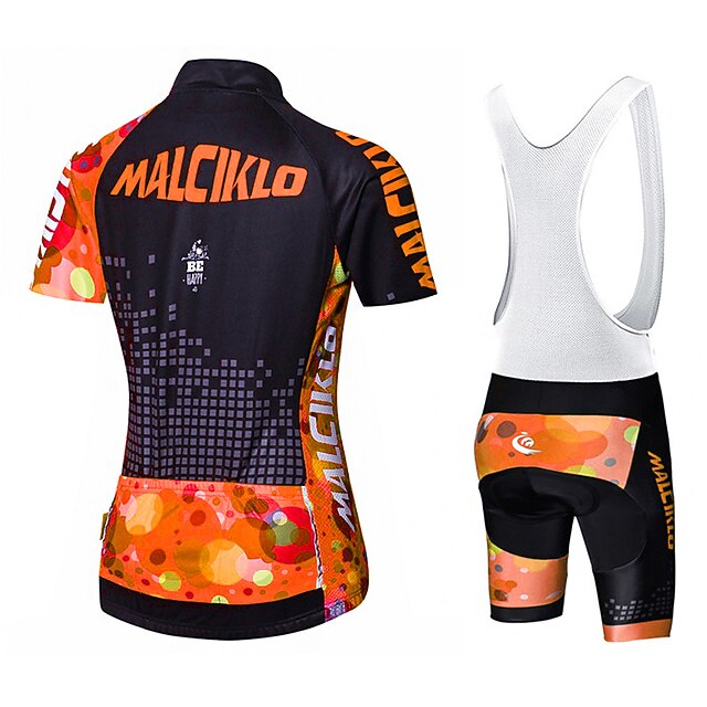 Malciklo Women's Short Sleeve Cycling Jersey with Bib Shorts Summer