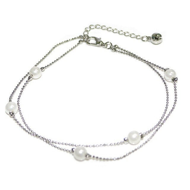  Ankle Bracelet Boho Women's Body Jewelry For Gift Holiday Black Pearl Alloy White 1pc