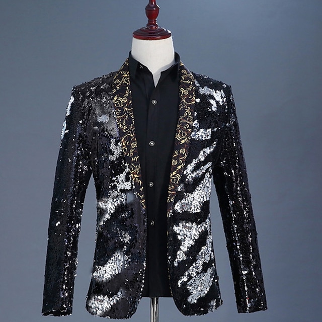 Disco 1980s Tuxedo Suits & Blazers Prince Men's Adults' Sequins Cosplay ...