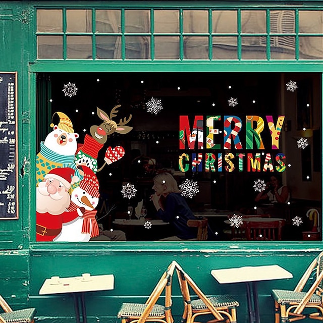 Window Film & αυτοκόλλητα Διακόσμηση Με Μοτίβο / Χριστούγεννα Γεωμετρικό / Χαρακτήρας PVC Αυτοκόλλητο παραθύρου / Αστείος