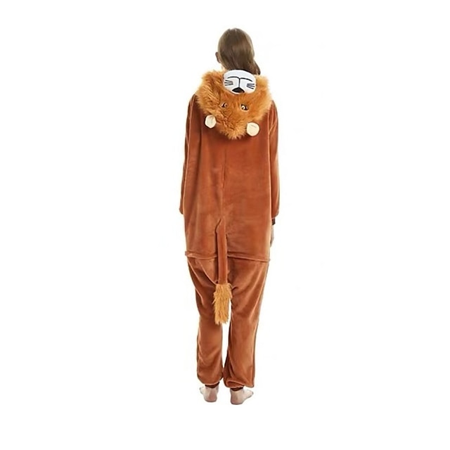 Toys & Hobbies Cosplay & Costumes | Adults Kigurumi Pajamas Lion Onesie Pajamas Flannel Brown Cosplay For Men and Women Animal S