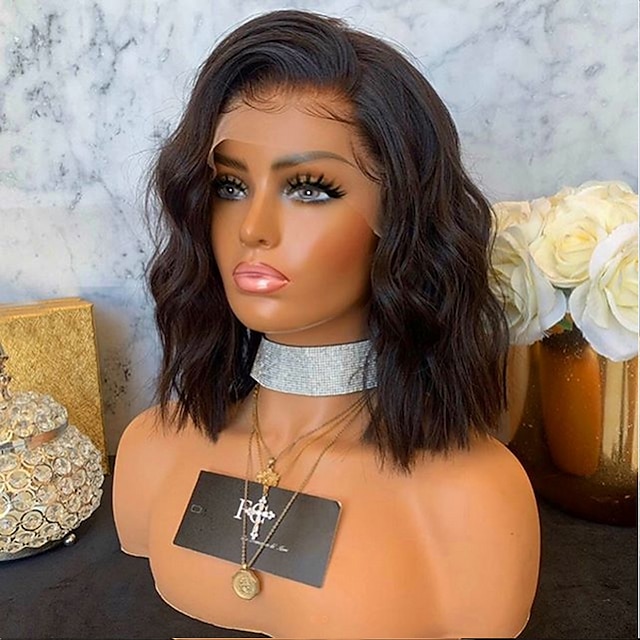 Beauty & Hair Wigs & Hair Pieces | Brown Wigs for Women Synthetic Lace Front Wig Wavy Side Part Lace Front Wig Short Natural Bla