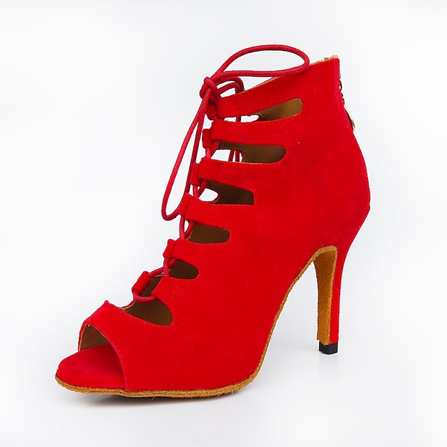  Női Salsa Cipő Tánccipők Tango Cipő Teljesítmény Magassarkúk Illesztés Karcsú magassarkú Köröm Fűzős Piros