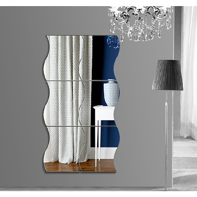 3D Wavy Mirror Wall Stickers DIY Home Decorative Acrylic Mirror Wall
