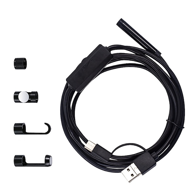  8mm USB Snake Inspection Camera 2.0 MP IP67 Waterproof USB Type-C Endoscope with 8 LED