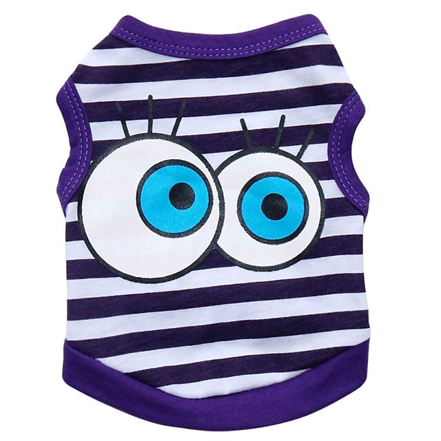  Cat Dog Shirt / T-Shirt Puppy Clothes Horizontal Stripes Eye Cartoon Fashion Dog Clothes Puppy Clothes Dog Outfits Breathable Black Purple Blue Costume Boys' Girls' for Girl and Boy Dog Cotton XS S M