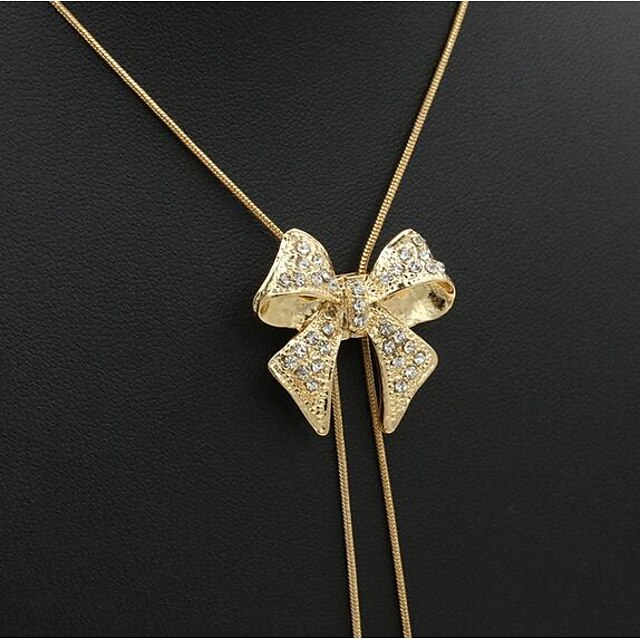  Damen Anhänger Halskette Schleife Luxus Elegant Diamantimitate Aleación Gold Modische Halsketten Schmuck Für