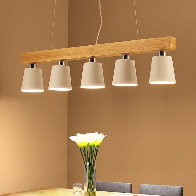 Lights & Lighting Pendant Lights | 5-Light Wooden Chandeliers 5 Lights Nordic Simple Pendant Light Fixtures For Living Room Bar 