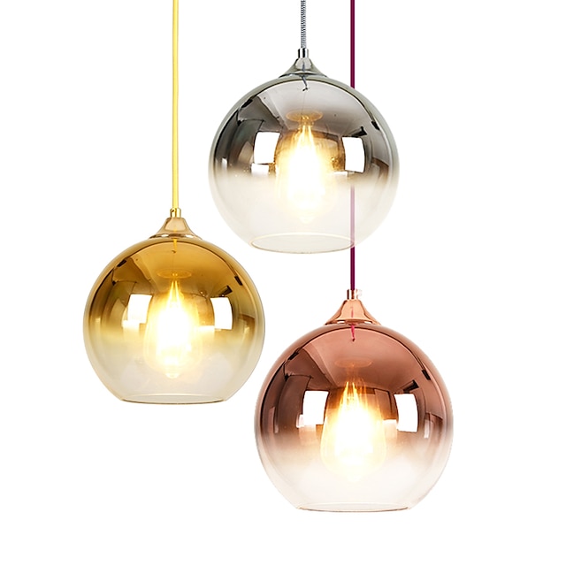  Luz colgante de diseño único de 30 cm, globo de cristal led galvanizado, regalo moderno para amigos de la familia 220-240 v