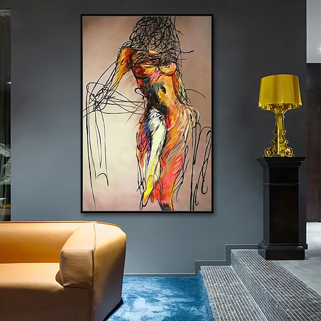  Pintura al óleo pintada a colgar Pintada a mano Vertical Personas Nudo Moderno Sin marco interior  (sin marco)