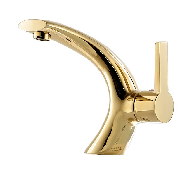  Bathroom Sink Faucet - Single Gold Free Standing Single Handle One HoleBath Taps