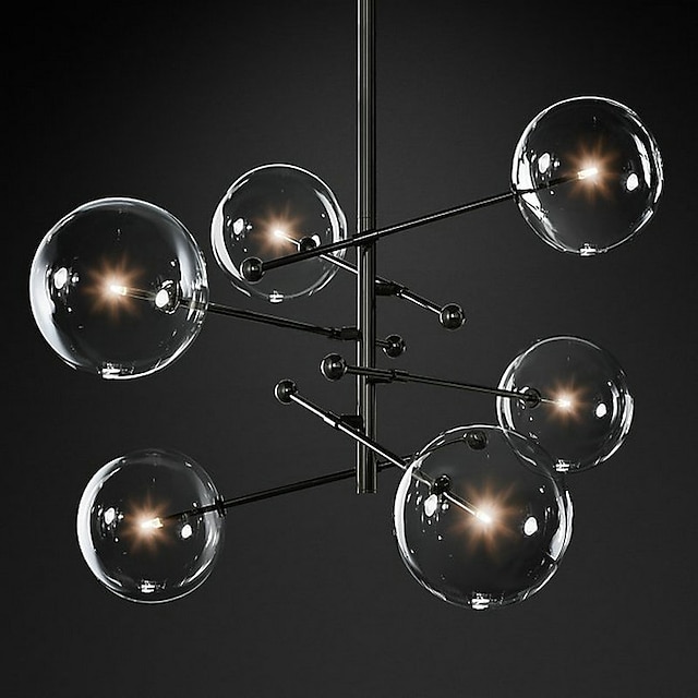  anheng lys glass globe design moderne nordisk stil 6-lys lysekrone malte overflater galvanisert metall 220v 110v varm hvit kald hvit