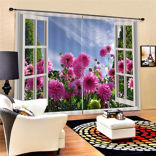  3D-kuvio yksityisyys 2 paneeli Verho Makuuhuone   Curtains