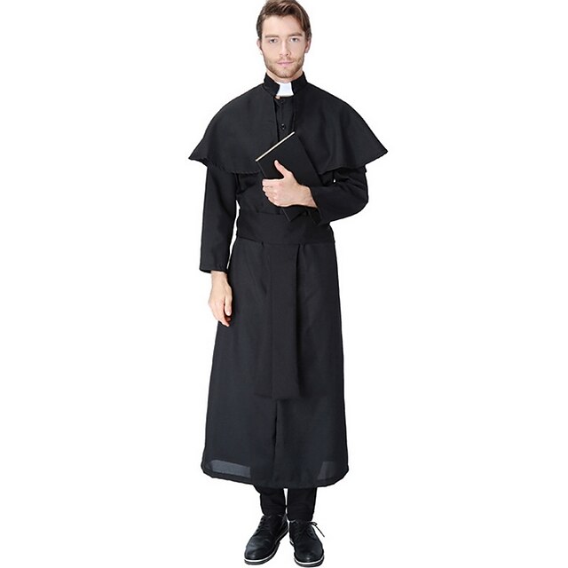  Priest Costume Men's Fairytale Theme Halloween Performance Cosplay Costumes Theme Party Costumes Men's Dance Costumes Polyester Splicing