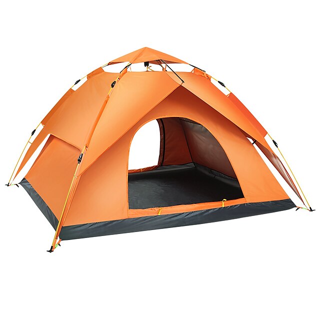  Sheng yuan 4 personnes Tentes de Randonnée Extérieur Etanche Alpinisme Protection Solaire Double couche Automatique Dôme Tente de camping 2000-3000 mm pour Camping / Randonnée Camping / Randonnée