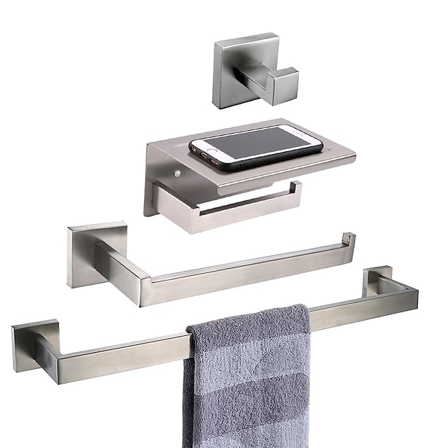  Bathroom Accessory Set / Towel Bar / Toilet Paper Holder New Design / Creative / Multifunction Contemporary / Modern Stainless Steel / Stainless Steel / Iron / Metal 4pcs - Bathroom Wall Mounted