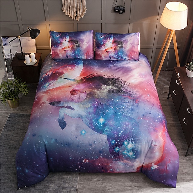  Unicorn Bedding Set for comforter Colourful Animal Cartoon Duvet Cover with Pillow Cases Twin Full Queen King Size Kids Premium