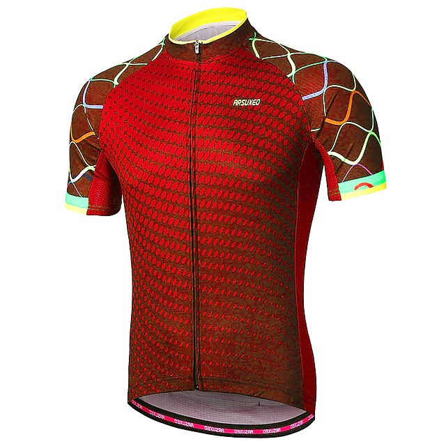 Arsuxeo Men's Cycling Jersey Short Sleeve Bike Jersey with 3 Rear