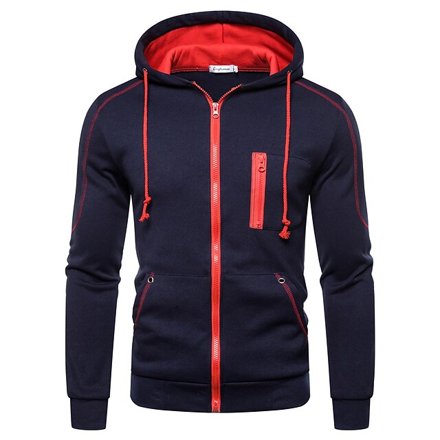 Mens Clothing Mens Hoodies & Sweatshirts | Mens Hoodie Zip Up Hoodie Solid Colored Color Block Hooded Daily Basic Casual Hoodies