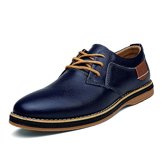 Men's Oxfords Comfort Shoes Daily Cowhide Black Blue Fall & Winter 2024 ...