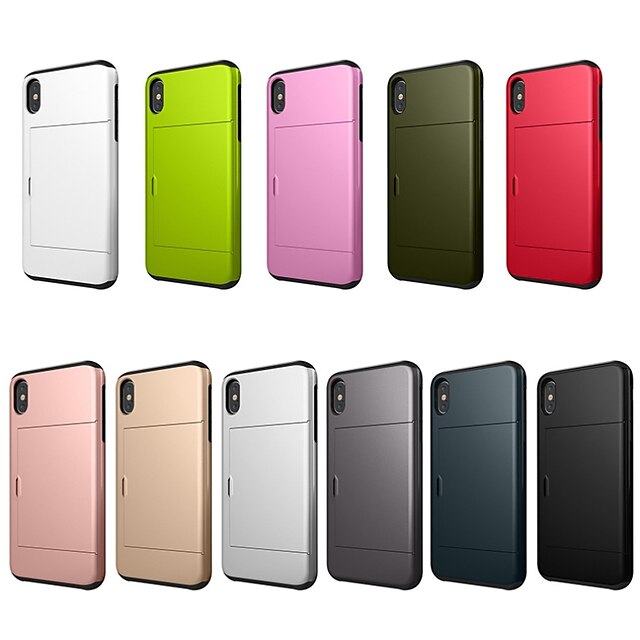  telefon Ügy Kompatibilitás Apple Fekete tok iPhone XR iPhone XS iPhone XS Max iPhone X iPhone 8 Plus iPhone 8 iPhone 7 Plus iPhone 7 iPhone 6s Plus iPhone 6s Kártyatartó Ütésálló Tömör szín Kemény PC