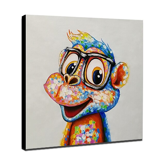 Nursery Oil Painting Hand Painted Square Animals Pop Art Modern