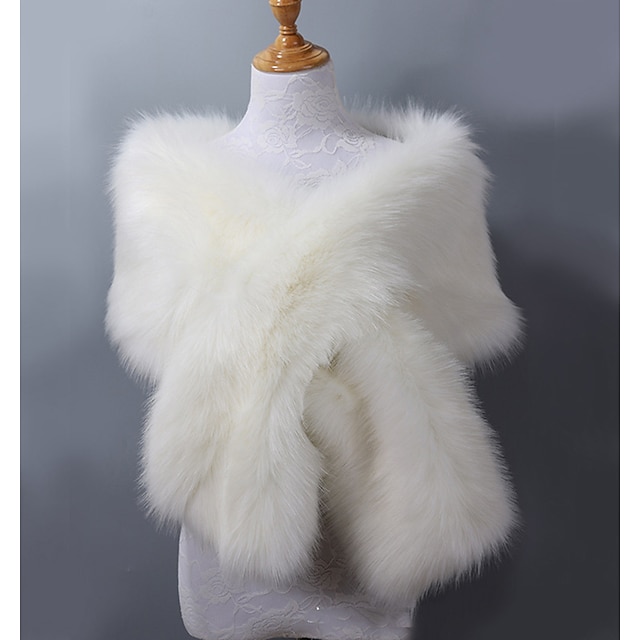  Sleeveless Shawls Wihte Faux Fur / Acrylic Wedding / Party / Evening Women‘s Wrap With Solid