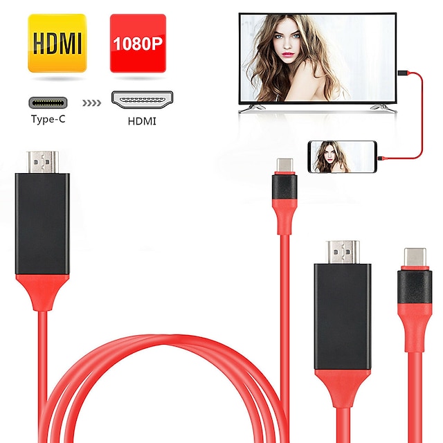  USB 3.1 Type C to HDMI-compatible Audio Video Cable Adapter Mirror Mode Extender Mode M to M 1080P Plug and Play 1.8m 6ft