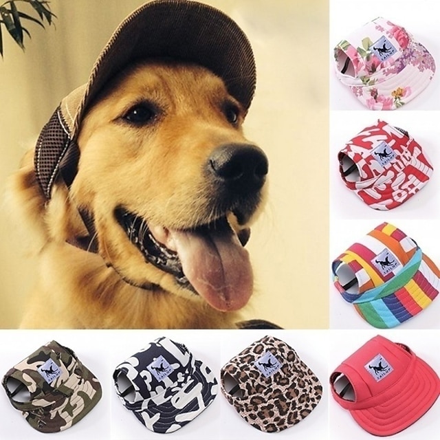  Dog Hoodie Bandanas & Hats Sport Hat Floral Botanical Dog Clothes Puppy Clothes Dog Outfits Camouflage Color Stripe Red / White Costume for Girl and Boy Dog Terylene Oxford Fabric