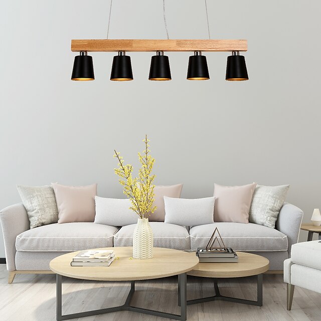 Lights & Lighting Pendant Lights | 5-Light Wooden Chandeliers 5 Lights Nordic Simple Pendant Light Fixtures For Living Room Bar 