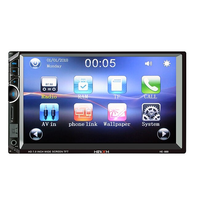  hevxm mp5-888 7 inch 2 Din Car MP5 Player Οθόνη Αφής / Ενσωματωμένο Bluetooth / IR τηλεχειριστήριο για Universal Bluetooth Υποστήριξη RM / RMVB / MP4 MP3 / WAV JPG