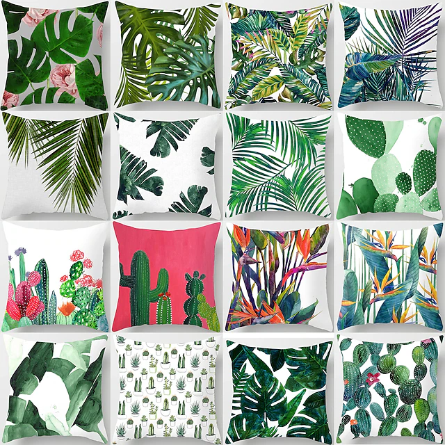 Cushion Cover 1PC Soft Decorative Square Throw Pillow Cover Cushion Case Faux Linen Pillowcase for Sofa Bedroom Superior Quality Mashine Washable Pack of 1 for Sofa Couch Bed Chair Green 43