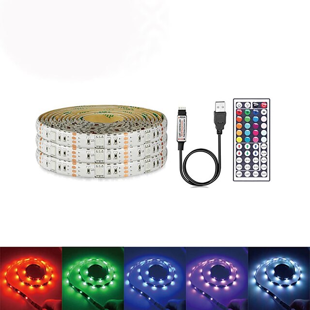  LOENDE 5m Bande lumineuse LED Ruban LED Ensemble de Luminaires 150 LED SMD5050 1 set RGB Imperméable Soirée Auto-Adhésives 5 V