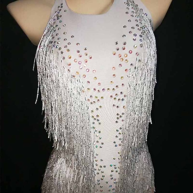 Costumes Exotic Dancewear Leotard / Onesie Tassel Crystals