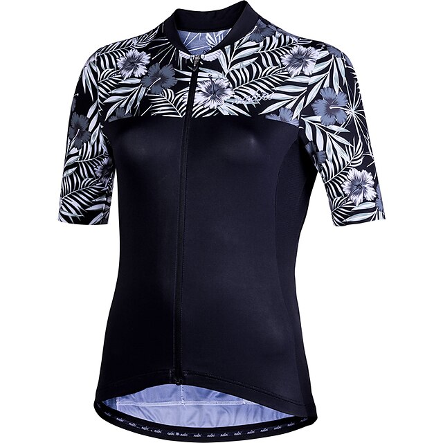  21Grams Άνθινο / Βοτανικό Γυναικεία Κοντομάνικο Φανέλα ποδηλασίας - Μαύρο Ποδήλατο Αθλητική μπλούζα Μπολύζες Αναπνέει Γρήγορο Στέγνωμα Ύγρανση Αθλητισμός Τερυλίνη Ποδηλασία Βουνού Ρούχα