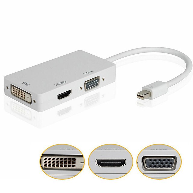  Mini DisplayPort Adapter Cable / Adapter / Converter, Mini DisplayPort to HDMI 1.4 / DVI / VGA Adapter Cable / Adapter / Converter Male - Female