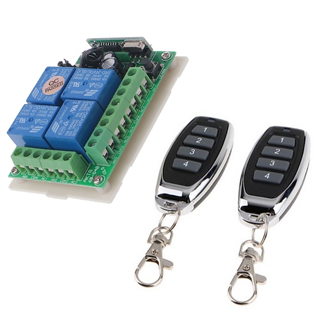  dc12v 4ch trådløs fjernkontrollbryter / smart relémottaker 10a relé / momentant / veksle / låst arbeidsvei kan endre / 433mhz enkelt å installere / dc12v strøm på / av
