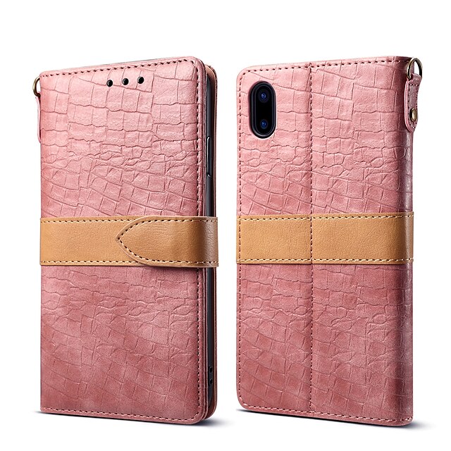  Case For Apple iPhone XS / iPhone XR / iPhone XS Max Wallet / Card Holder / with Stand Full Body Cases Solid Colored Genuine Leather