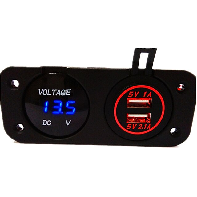  dc12v 3.1a carregador do carro à prova d 'água do painel de dois furos com dupla usb portas led digital display voltímetro caminhão carro motocicleta tomada de energia