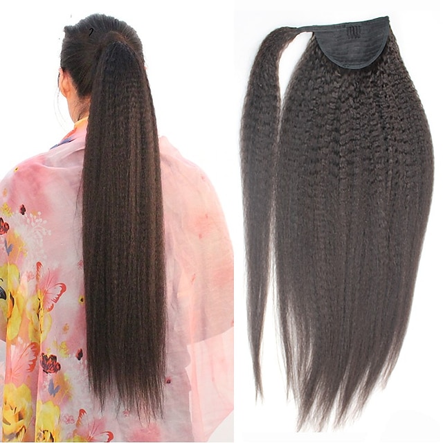  Hair weave Ponytails Women Human Hair Hair Piece Hair Extension Straight 14 inch Daily Wear