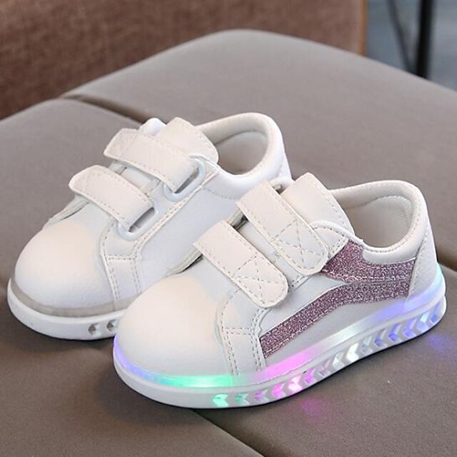  Jente LED / Komfort / Lysende sko PU Treningssko Små barn (4-7år) Selvlysende Svart / Rosa / Sølv Høst