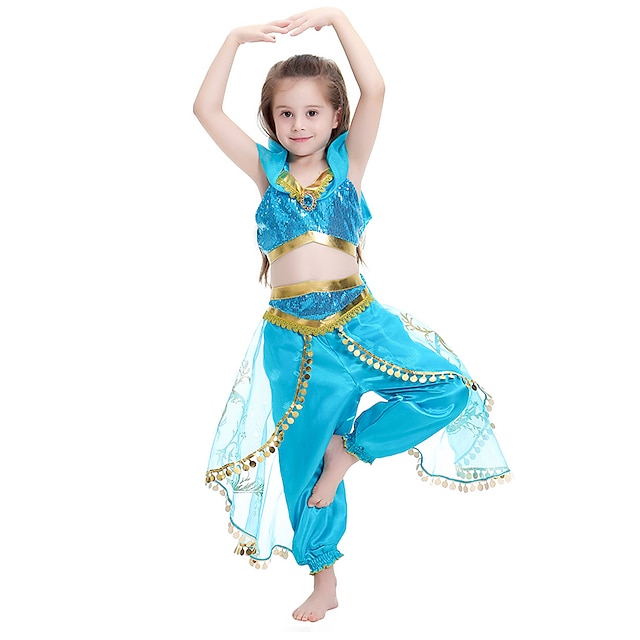 Princess Jasmine Dress Cosplay Costume Flower Girl Dress Girls' Movie ...