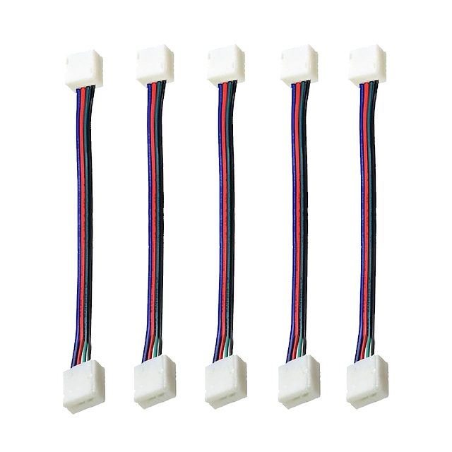  5 pcs Waterproof RGB 5050 LED Light Strip Connector 4 Pins 10 mm Wide Strip to Strip Jumper Wire Solderless