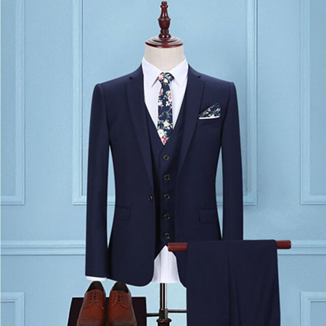 Men's Suits Solid Colored Plus Size White / Black / Blue US32 / UK32 ...