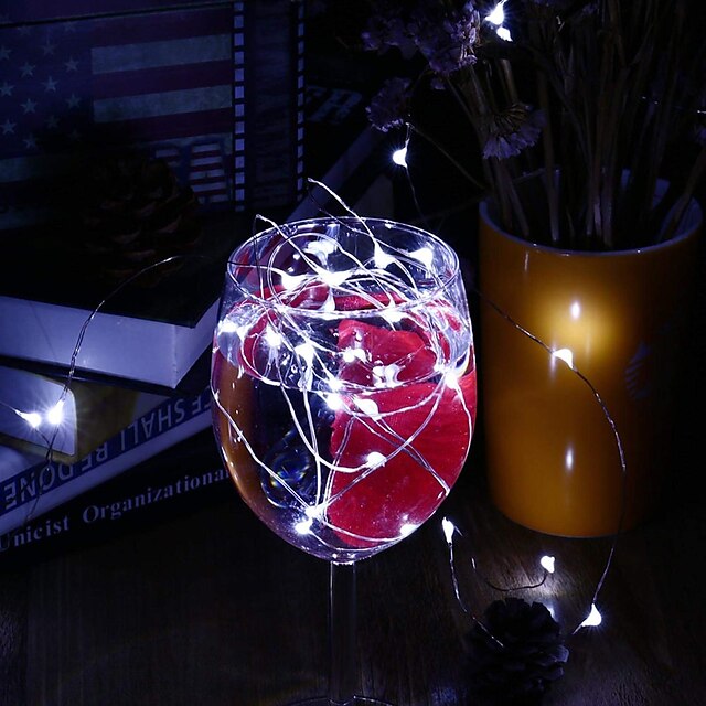  1 pz 2m luci a stringa luci a stringa impermeabili per esterni 20 led bianco caldo bianco multicolore per feste di Natale decorative alimentate a batterie
