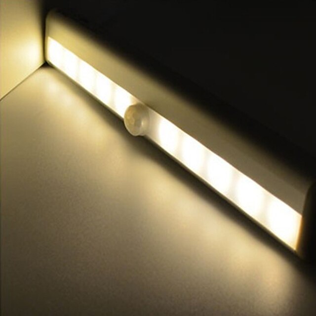  2pcs LED Infrared Human Body Sensor LED Under Cabinet Lighting White Warm White AAA Batteries Powered Night Light Cabinet Corridor Lamp 190mmx30mmx16mm